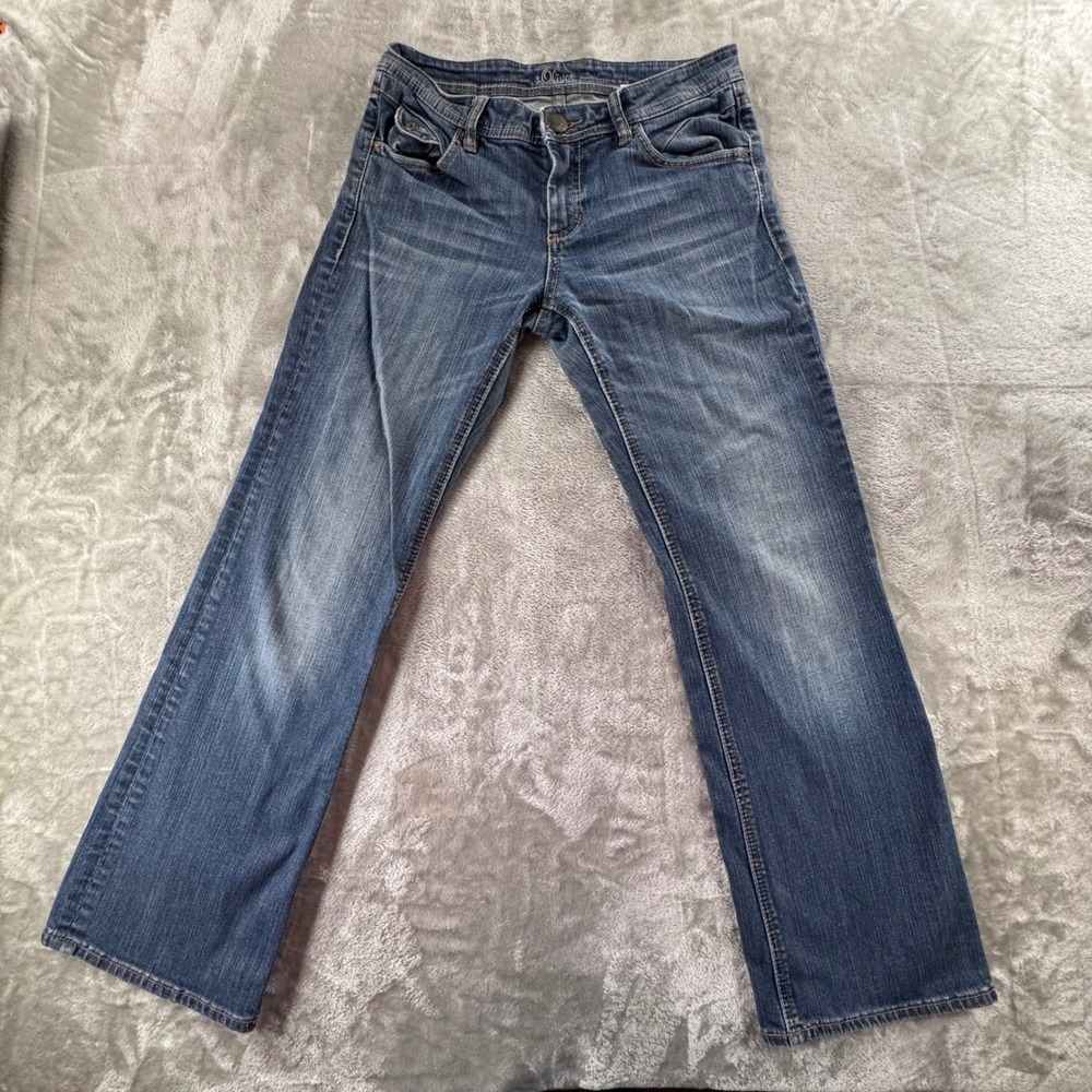 s.Oliver Jeans Mens 36x32 Blue Denim Straight Y2K Dadcore Fade Vintage Wash Dist
